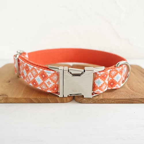 KFX-6309949 Orange Adventure Matching Collar and Leash Set for Dogs - Durable Polyester Material, Multiple Sizes Available