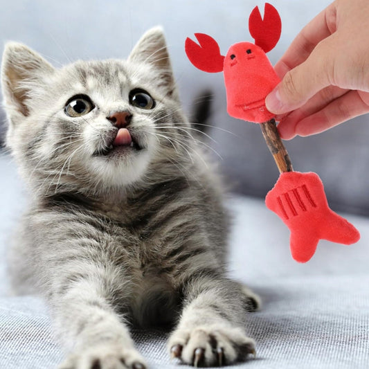 KFX-6311229 Silvervine Chew Sticks for Cats - Interactive Teeth Cleaning Toy with Plush Design - Engaging Plaything for Kittens and Adult Cats