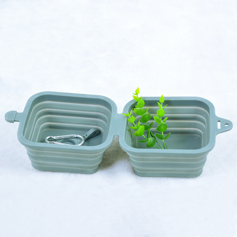 KFX-6313917 Silicone Folding Pet Bowl - Portable and Easy to Clean, Available in Yellow, Gray, and Green