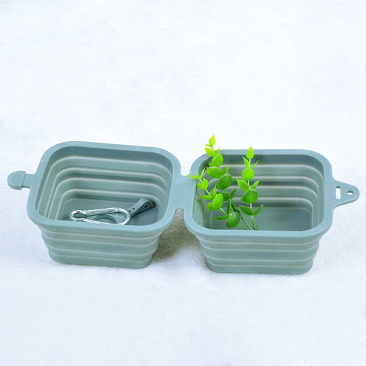 KFX-6313917 Silicone Folding Pet Bowl - Portable and Easy to Clean, Available in Yellow, Gray, and Green