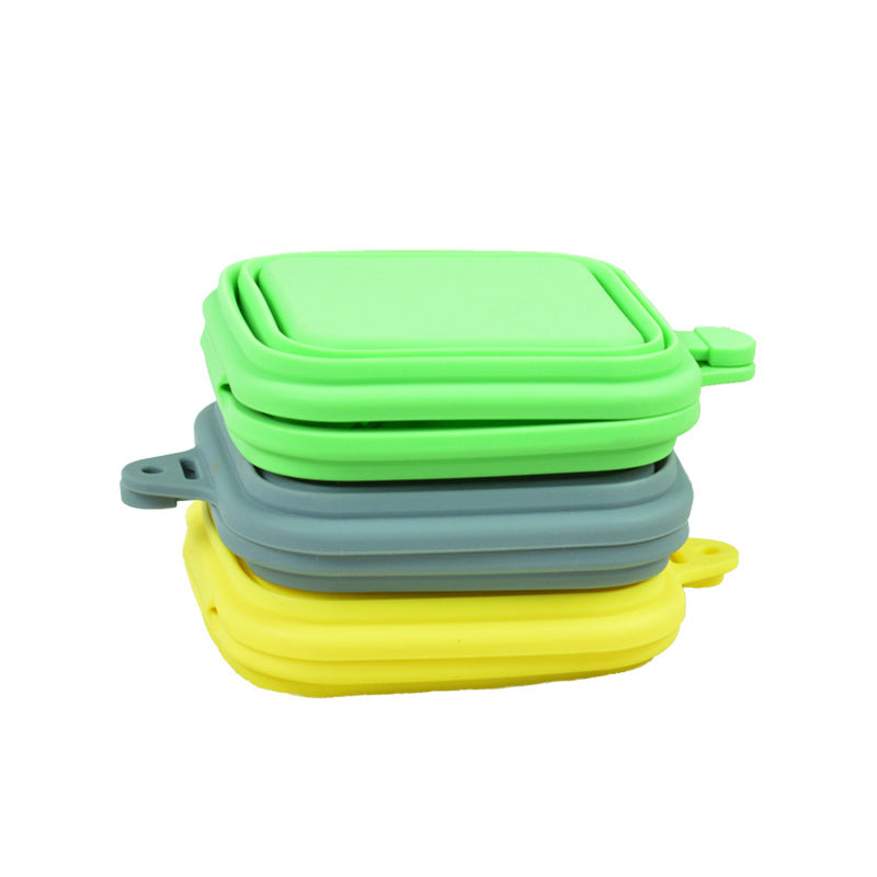 KFX-6313917 Silicone Folding Pet Bowl - Portable and Easy to Clean, Available in Yellow, Gray, and Green