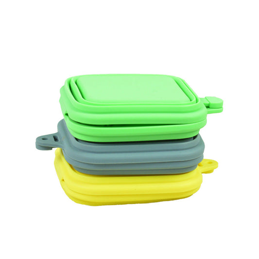 KFX-6313917 Silicone Folding Pet Bowl - Portable and Easy to Clean, Available in Yellow, Gray, and Green