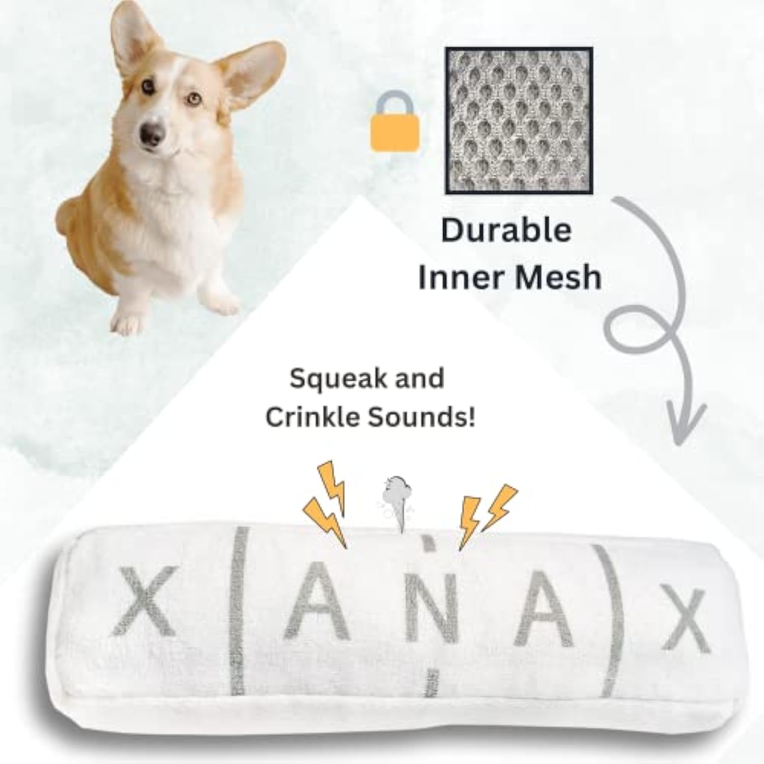 KFX-6315197 Plush Squeaky Crinkle Dog Toy for All Breeds – Durable, Fun and Entertaining 8-Inch Playtime Companion
