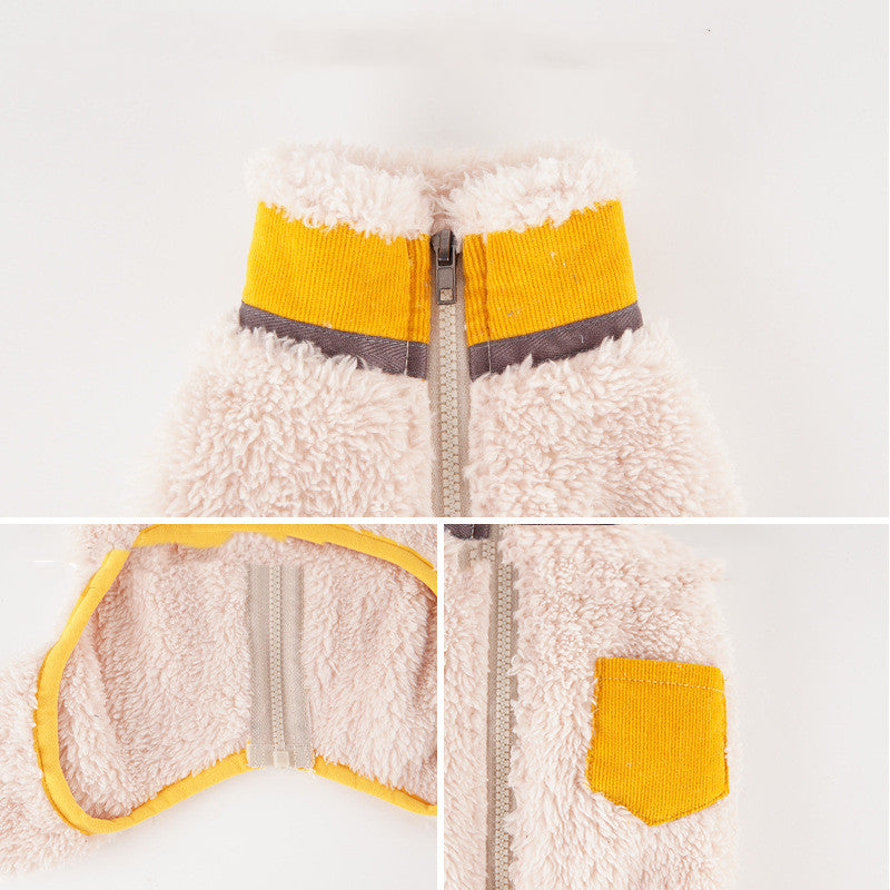 KFX-6318141 Cozy Plush Padded Stand-Up Collar Coat for Pets in Fashionable Style