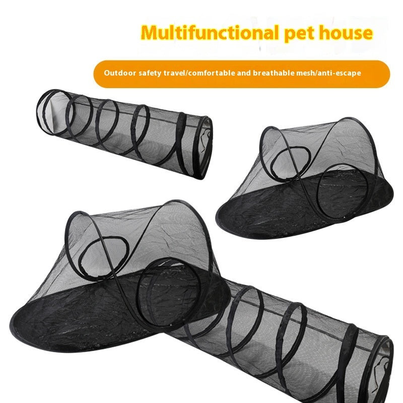 KFX-6318525 Outdoor Foldable Cat Tunnel with Mesh Tent for Cats