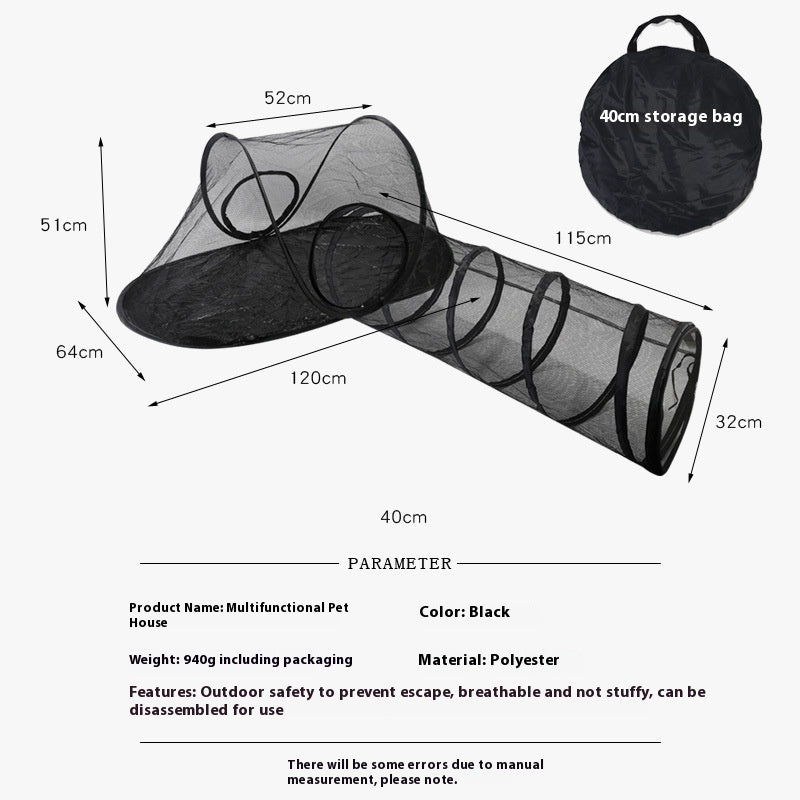KFX-6318525 Outdoor Foldable Cat Tunnel with Mesh Tent for Cats