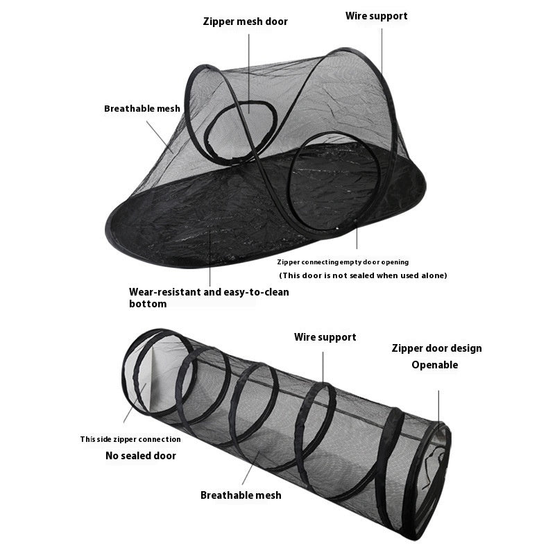 KFX-6318525 Outdoor Foldable Cat Tunnel with Mesh Tent for Cats