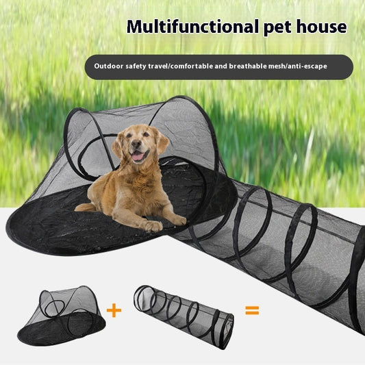 KFX-6318525 Outdoor Foldable Cat Tunnel with Mesh Tent for Cats