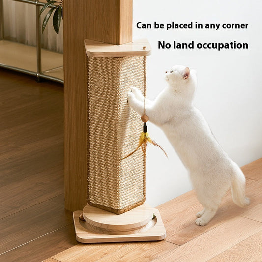 KFX-6319677 Corner Sisal Cat Scratch Board - Durable Solid Wood Design for Cats