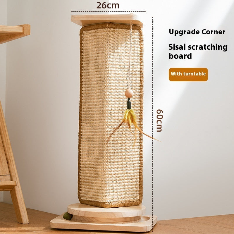 KFX-6319677 Corner Sisal Cat Scratch Board - Durable Solid Wood Design for Cats