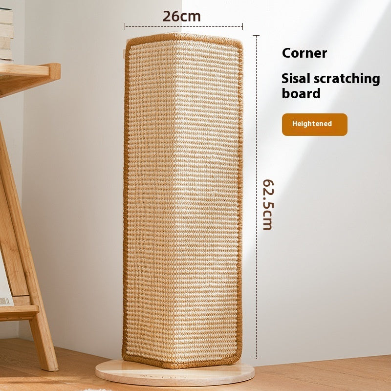 KFX-6319677 Corner Sisal Cat Scratch Board - Durable Solid Wood Design for Cats