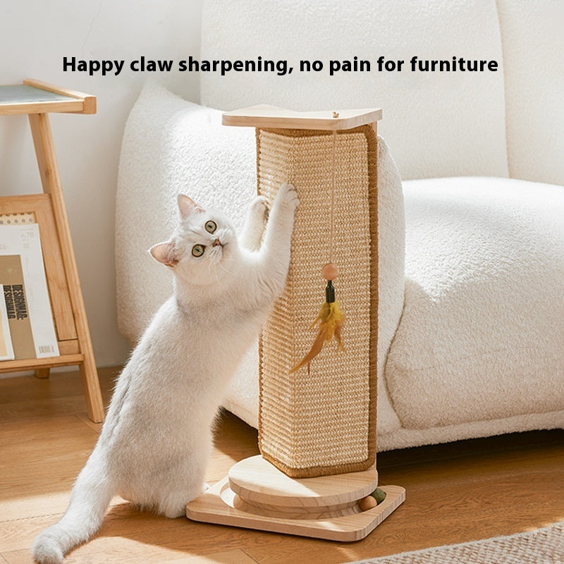 KFX-6319677 Corner Sisal Cat Scratch Board - Durable Solid Wood Design for Cats