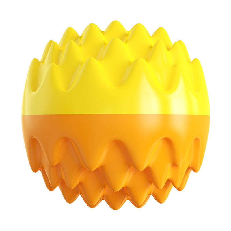 KFX-6320317 Sound Grinding Teething Ball for Dogs - Durable Plastic Chew Toy in Yellow and Insect Green