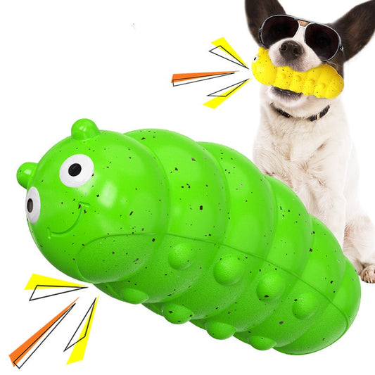 KFX-6320317 Sound Grinding Teething Ball for Dogs - Durable Plastic Chew Toy in Yellow and Insect Green