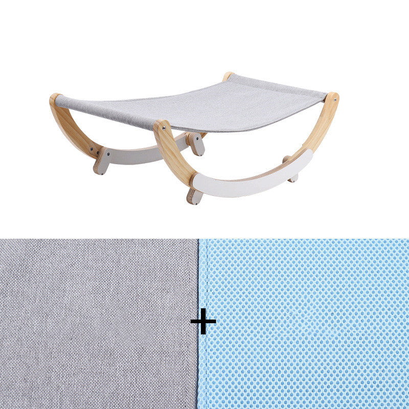 KFX-6321085 Solid Wood Cat Rocking Hammock - Cozy Pet Bed for Cats, Kittens, Ferrets, and Small Animals