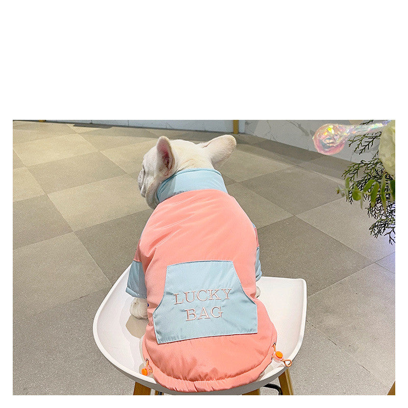 KFX-6323901 Warm Cotton-Padded Jacket for Winter in Blue and Pink, Sizes L to 3XL