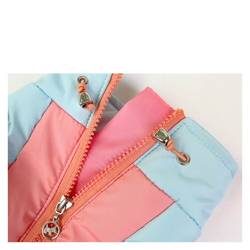 KFX-6323901 Warm Cotton-Padded Jacket for Winter in Blue and Pink, Sizes L to 3XL