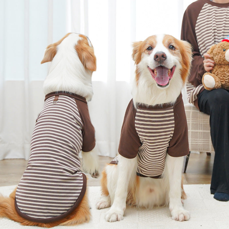 KFX-6324541 Striped Large Dog Undershirt - Unisex Polyester Pet Shirt in Various Colors