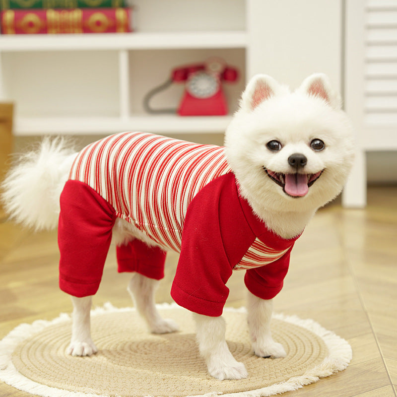 KFX-6324541 Striped Large Dog Undershirt - Unisex Polyester Pet Shirt in Various Colors