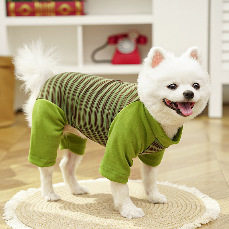 KFX-6324541 Striped Large Dog Undershirt - Unisex Polyester Pet Shirt in Various Colors