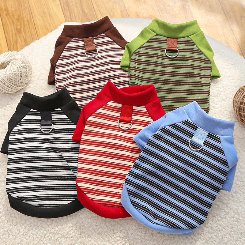 KFX-6324541 Striped Large Dog Undershirt - Unisex Polyester Pet Shirt in Various Colors