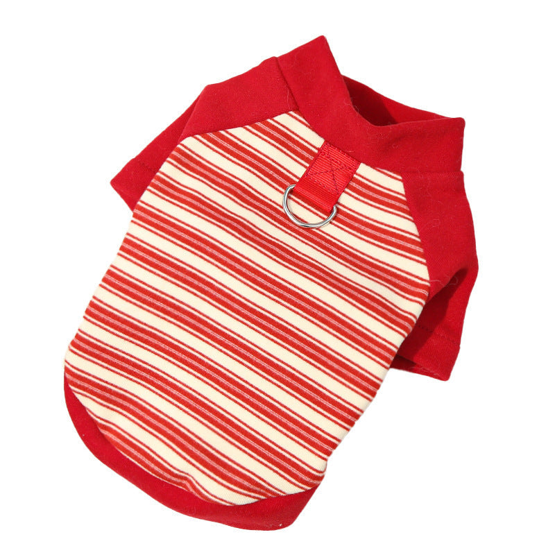 KFX-6324541 Striped Large Dog Undershirt - Unisex Polyester Pet Shirt in Various Colors