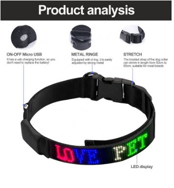 KFX-6327229 Rechargeable Anti-Lost Dog Collar with Adjustable Cotton Weaving Belt (50-65cm)