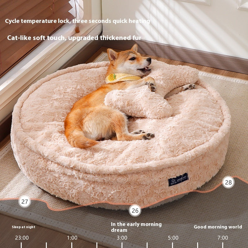 KFX-6329277 Warm and Bite-Resistant Round Nest Doghouse in Milk Tea Color