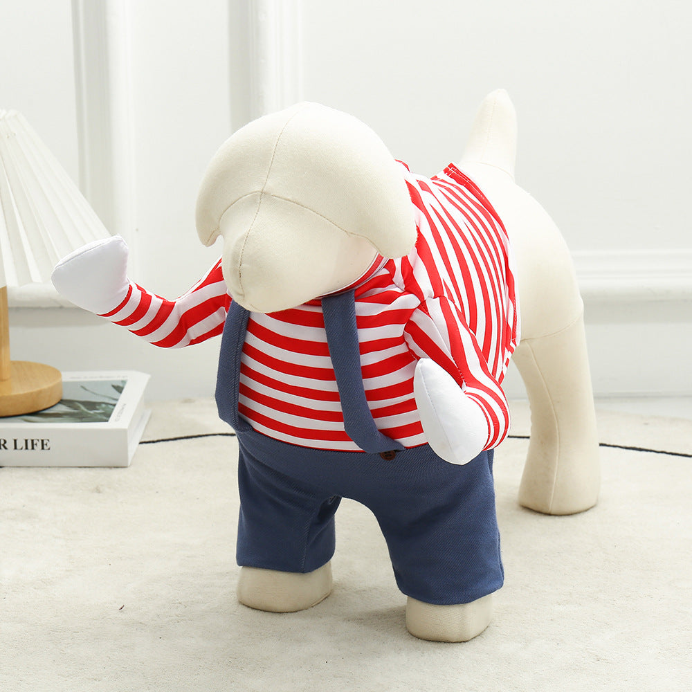 KFX-6331581 Creative Striped Dog Jumpsuit for Halloween - Pet Clothing in S, M, L Sizes