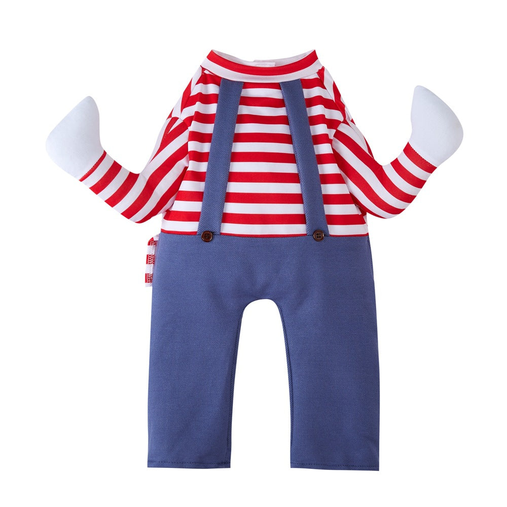 KFX-6331581 Creative Striped Dog Jumpsuit for Halloween - Pet Clothing in S, M, L Sizes