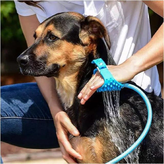 KFX-6332861 Pet Bath Sprinkler and Brush System - Silicone Bathing Tool with Metal Adapter Options