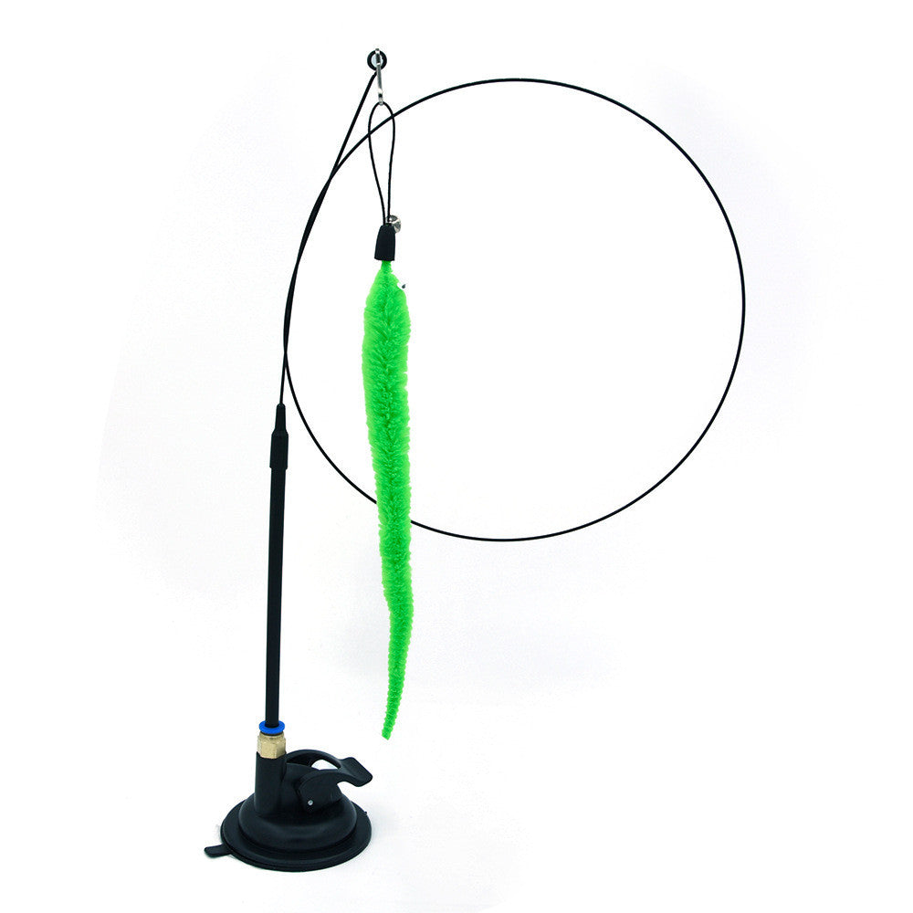 KFX-6335805 Multi-Head Replaceable Cat Teaser with Sucker - Steel Wire Pet Toy in Various Colors