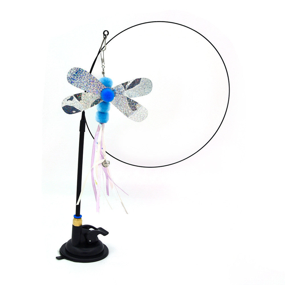 KFX-6335805 Multi-Head Replaceable Cat Teaser with Sucker - Steel Wire Pet Toy in Various Colors
