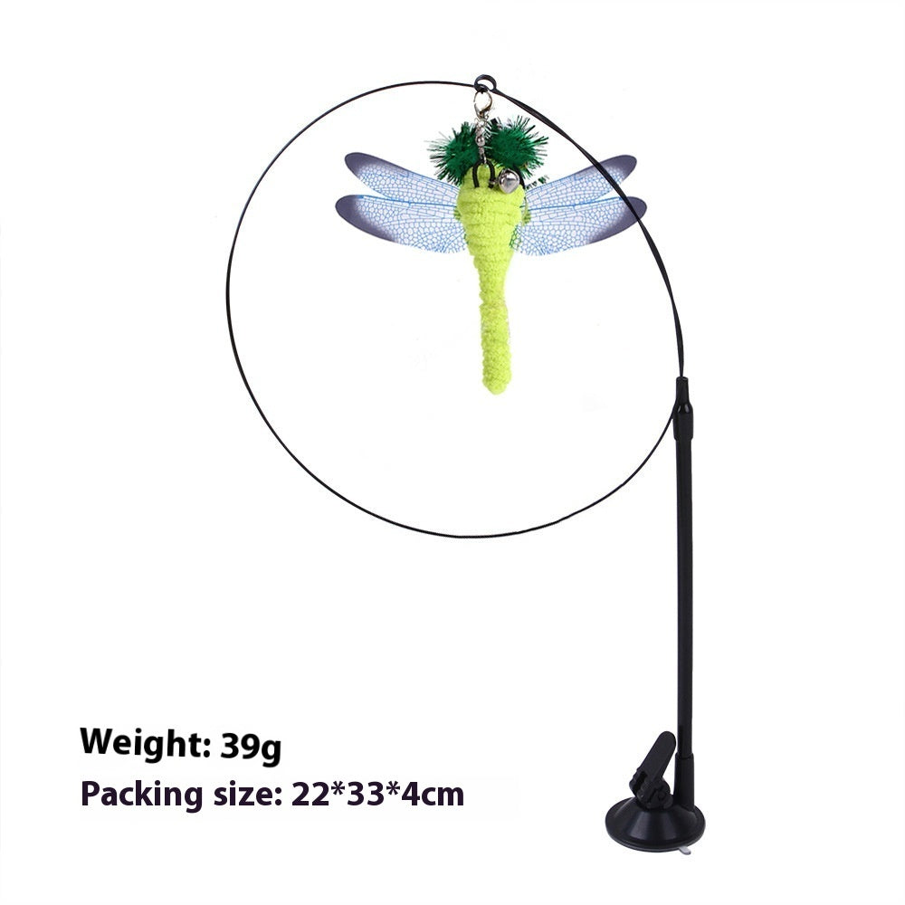 KFX-6335805 Multi-Head Replaceable Cat Teaser with Sucker - Steel Wire Pet Toy in Various Colors