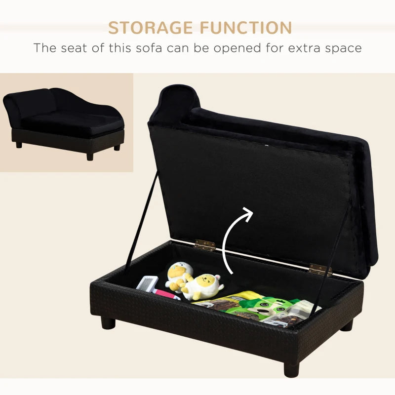 KFX-6336445 Pet Sofa Bed with Hidden Storage for Cats and Small Dogs - Modern Design in Black