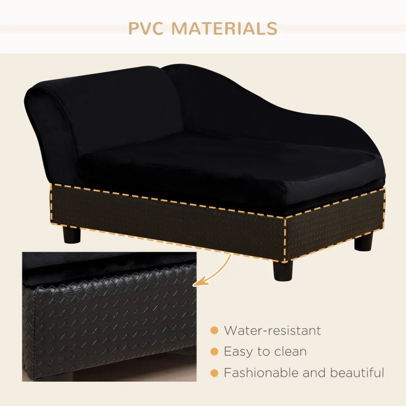 KFX-6336445 Pet Sofa Bed with Hidden Storage for Cats and Small Dogs - Modern Design in Black