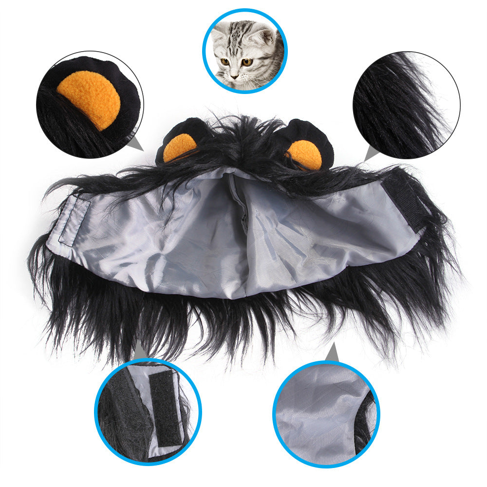 KFX-6338237 Cat Lion Head Hat Costume for Pets - Fun Dress-Up Accessory for Cats and Dogs