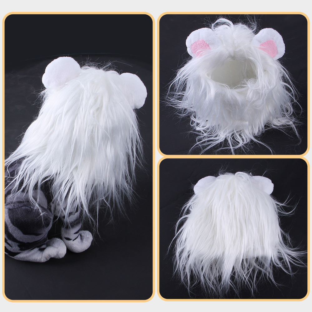 KFX-6338237 Cat Lion Head Hat Costume for Pets - Fun Dress-Up Accessory for Cats and Dogs