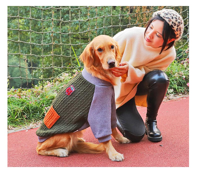 KFX-6338749 Cozy Double-Layer Polar Fleece Sweater for Large Dogs in Various Colors
