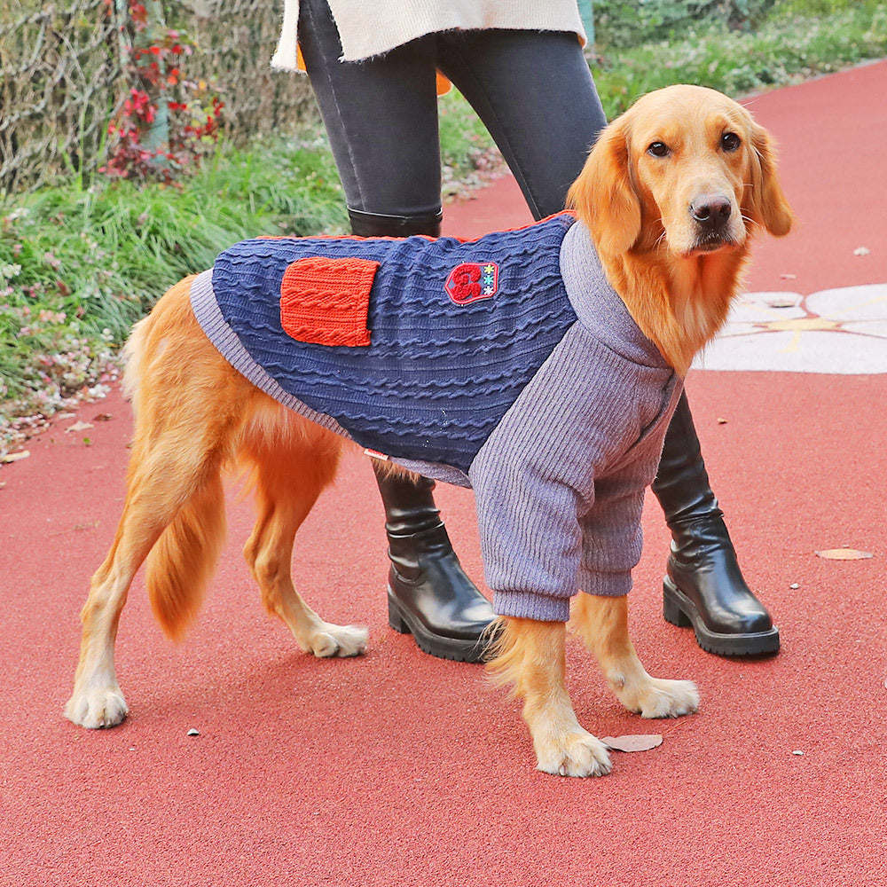 KFX-6338749 Cozy Double-Layer Polar Fleece Sweater for Large Dogs in Various Colors