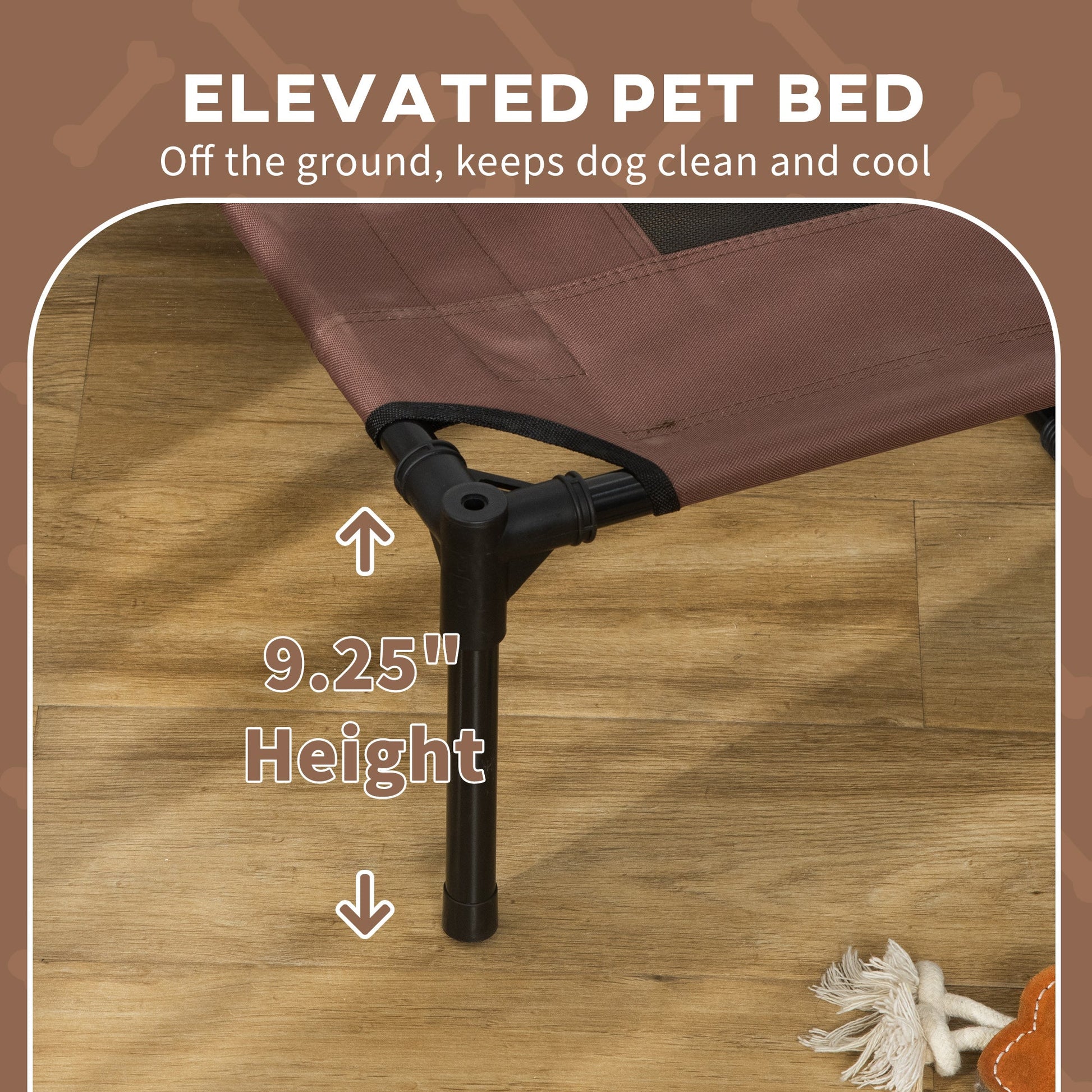 KFX-6339389 Elevated Portable Dog Cot Bed with Canopy Shade and Cooling Features, Coffee 48" x 36"
