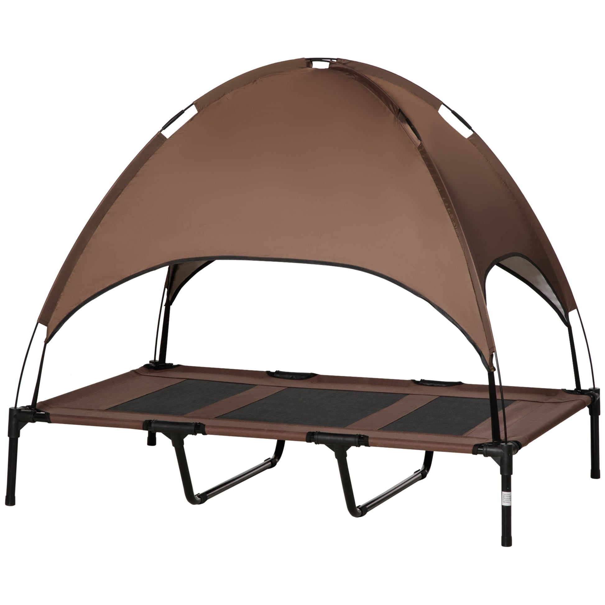 KFX-6339389 Elevated Portable Dog Cot Bed with Canopy Shade and Cooling Features, Coffee 48" x 36"