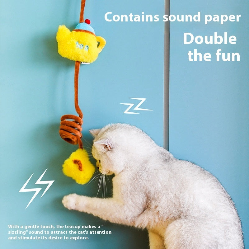KFX-6340413 Retro Cat Elastic String Toy - Interactive Teaser for Stress Relief and Playtime