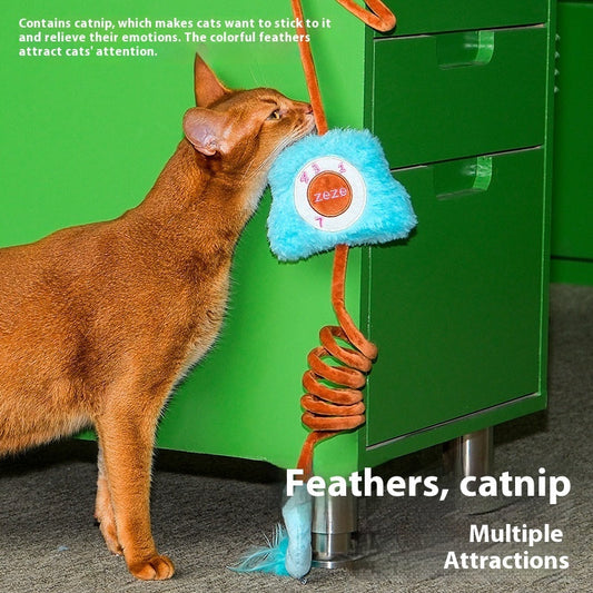 KFX-6340413 Retro Cat Elastic String Toy - Interactive Teaser for Stress Relief and Playtime