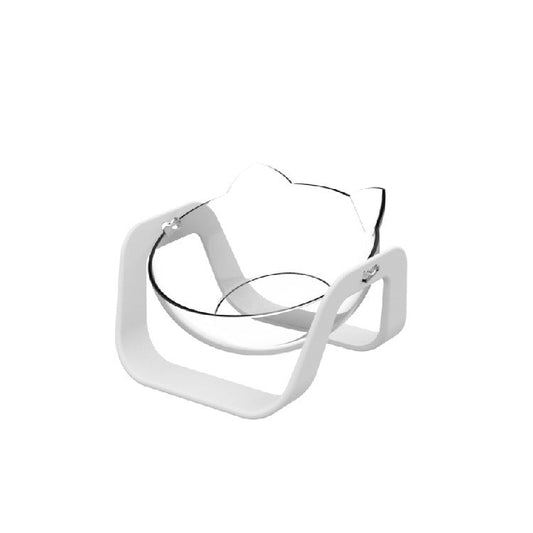 KFX-6340925 Tilted Cat Bowls - Single & Double Options in Blue or White for Comfortable Feeding