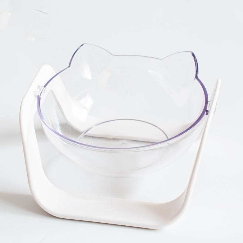KFX-6340925 Tilted Cat Bowls - Single & Double Options in Blue or White for Comfortable Feeding