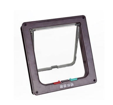 KFX-6341565 4-Way Lockable Cat Flap Door with Anti-Draught Edge in Pink and Black Adjustable for Small Pets