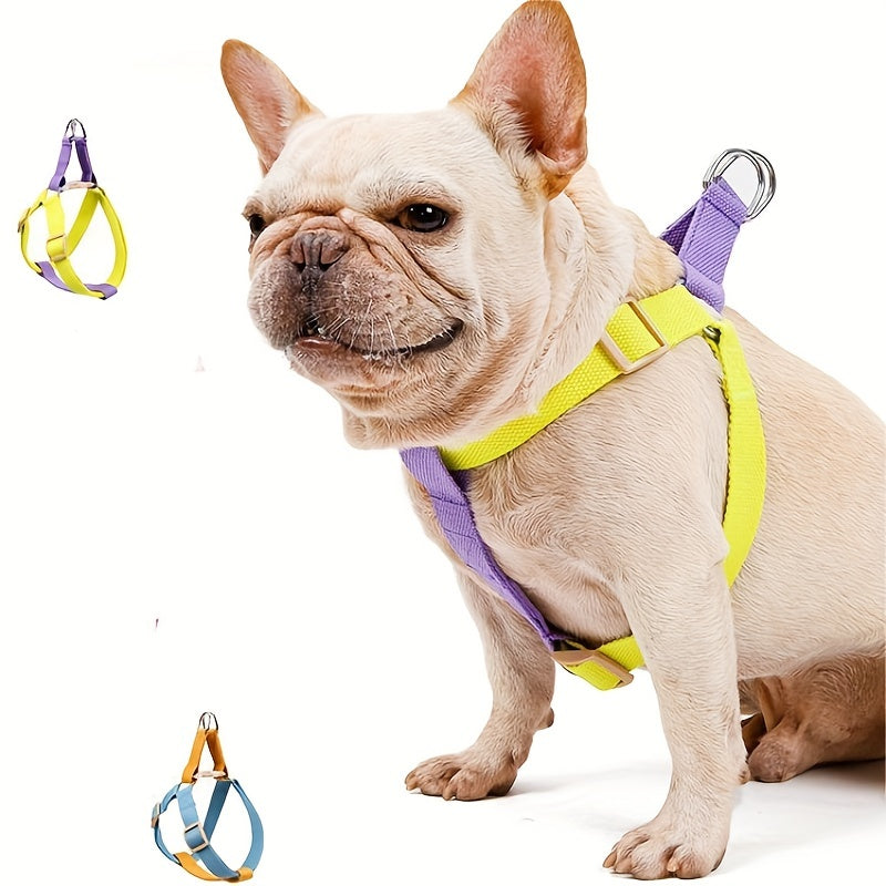 KFX-6342205 Rainbow Colorblock Anti-Escape Pet Harness and Leash Set for Dogs