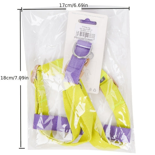 KFX-6342205 Rainbow Colorblock Anti-Escape Pet Harness and Leash Set for Dogs