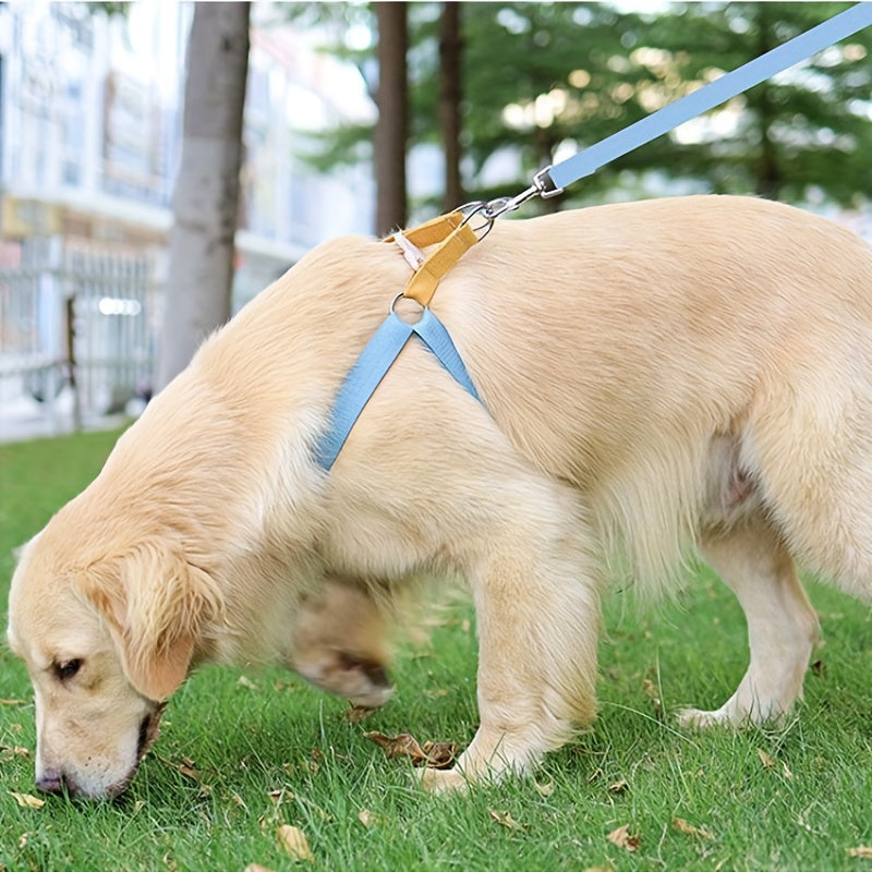 KFX-6342205 Rainbow Colorblock Anti-Escape Pet Harness and Leash Set for Dogs